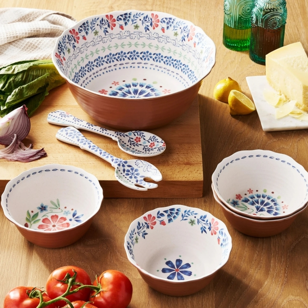 ❤️ New 2025 Hattie Namboo Melamine Salad Bowl Set